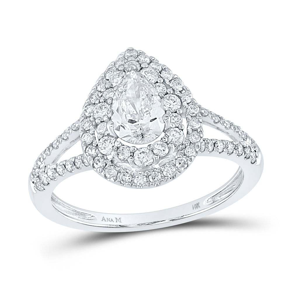 14kt White Gold Womens Pear Diamond Solitaire Bridal Wedding Engagement Ring 1-1/5 Cttw (Certified)