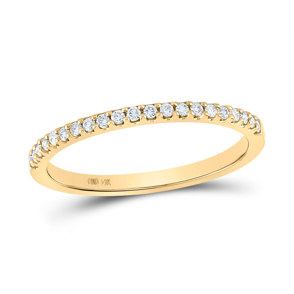 14kt Yellow Gold Womens Round Diamond Wedding Single Row Band 1/6 Cttw