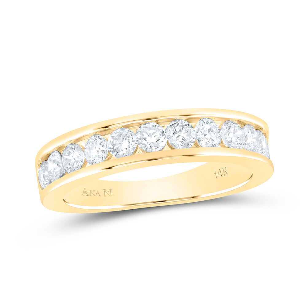 14kt Yellow Gold Womens Round Diamond Wedding Single Row Band 1.00 Cttw