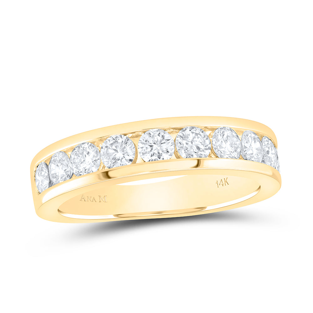 14kt Yellow Gold Womens Round Diamond Wedding Single Row Band 1-3/4 Cttw