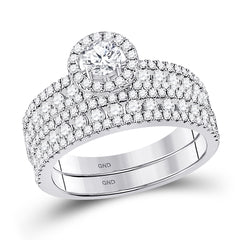 14kt White Gold His Hers Round Diamond Solitaire Matching Bridal Wedding Ring Band Set 2.00 Cttw (Certified)