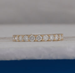 14kt Yellow Gold Womens Round Diamond Wedding Single Row Band 3/4 Cttw