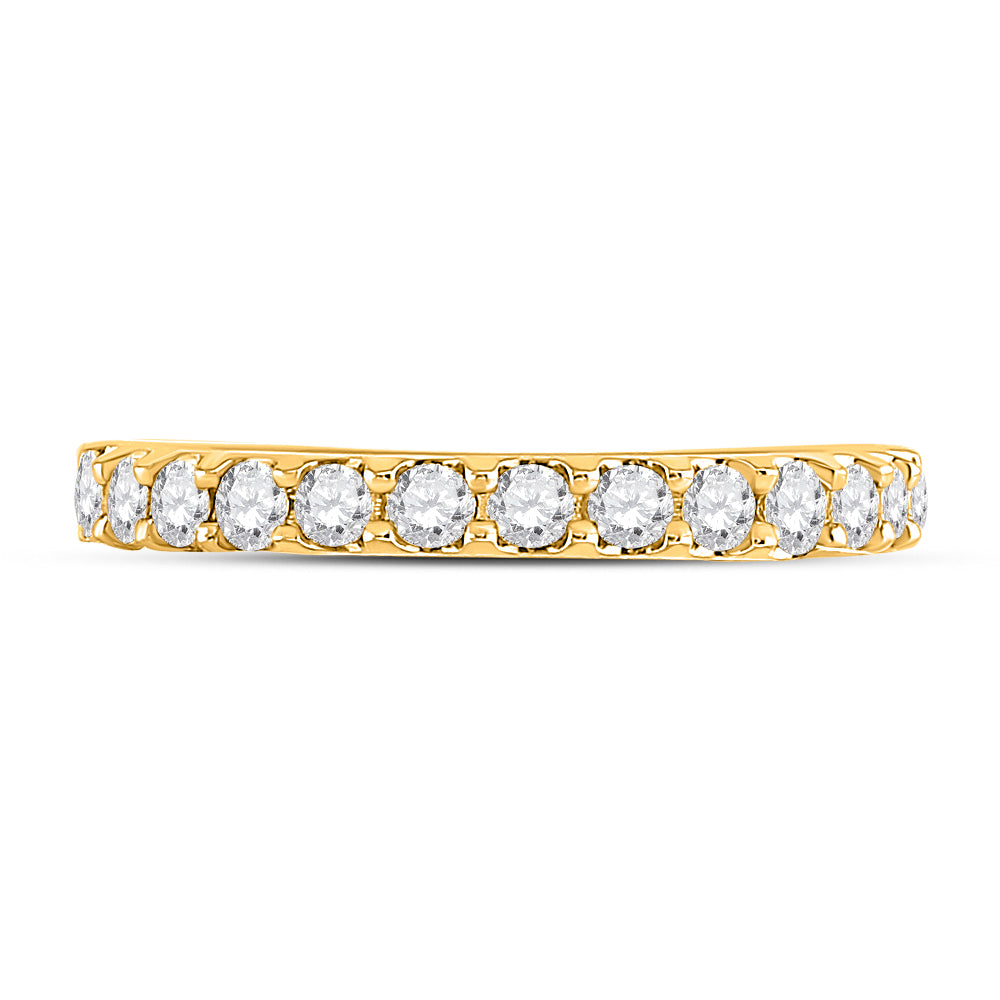 14kt Yellow Gold Womens Round Diamond Wedding Single Row Band 1/2 Cttw