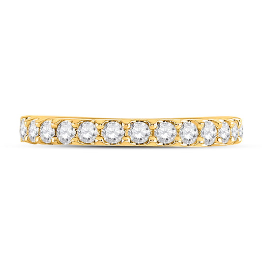 14kt Yellow Gold Womens Round Diamond Wedding Single Row Band 1/2 Cttw