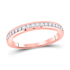 14kt Rose Gold Womens Round Diamond Wedding Single Row Band 1/4 Cttw