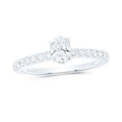 14kt White Gold Womens Oval Diamond Solitaire Bridal Wedding Engagement Ring 3/4 Cttw (Certified)