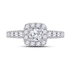 14kt White Gold Womens Round Diamond Halo Bridal Wedding Engagement Ring 1-1/2 Cttw (Certified)