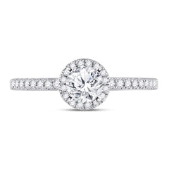 14kt White Gold Womens Round Diamond Halo Bridal Wedding Engagement Ring 7/8 Cttw (Certified)