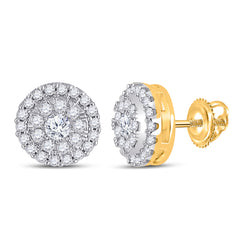 10kt Yellow Gold Womens Round Diamond Fashion Halo Earrings 1/2 Cttw