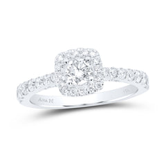 14kt White Gold Womens Round Diamond Halo Bridal Wedding Engagement Ring 1.00 Cttw (Certified)