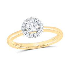 14kt Yellow Gold Womens Round Diamond Halo Bridal Wedding Engagement Ring 1/2 Cttw (Certified)