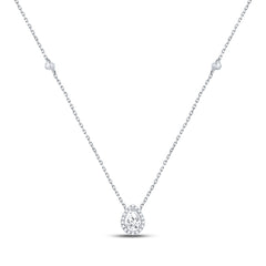 14kt White Gold Womens Pear Diamond Fashion Teardrop Necklace 1/2 Cttw