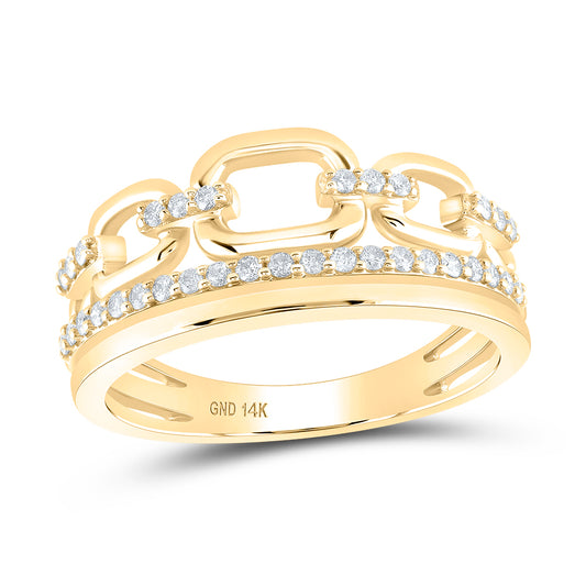 14kt Yellow Gold Womens Round Diamond Link Stackable Fashion Ring 1/4 Cttw