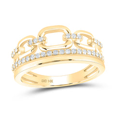 14kt Yellow Gold Womens Round Diamond Link Stackable Fashion Ring 1/4 Cttw