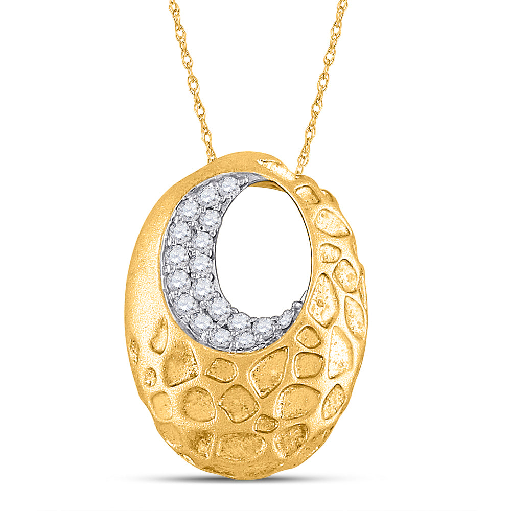 14kt Yellow Gold Womens Round Diamond Spotted Oval Pendant 1/6 Cttw