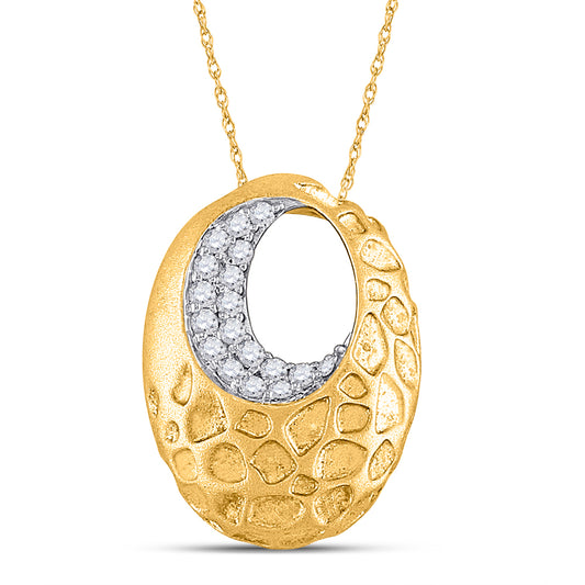 14kt Yellow Gold Womens Round Diamond Spotted Oval Pendant 1/6 Cttw