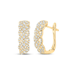 14kt Yellow Gold Womens Round Diamond Fashion Hoop Earrings 5/8 Cttw