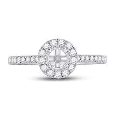 14kt White Gold Womens Round Diamond 1/2 Ct Rd Center Halo Bridal Wedding Semi-Mount Ring 1/3 Cttw