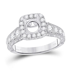 18kt White Gold Womens Round Diamond 1 Ct Rd Center Halo Bridal Wedding Semi-Mount Ring 7/8 Cttw