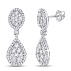 14kt White Gold Womens Round Diamond Fashion Cocktail Earrings 7/8 Cttw