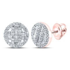 10kt Rose Gold Mens Baguette Diamond Fashion Earrings 1/3 Cttw