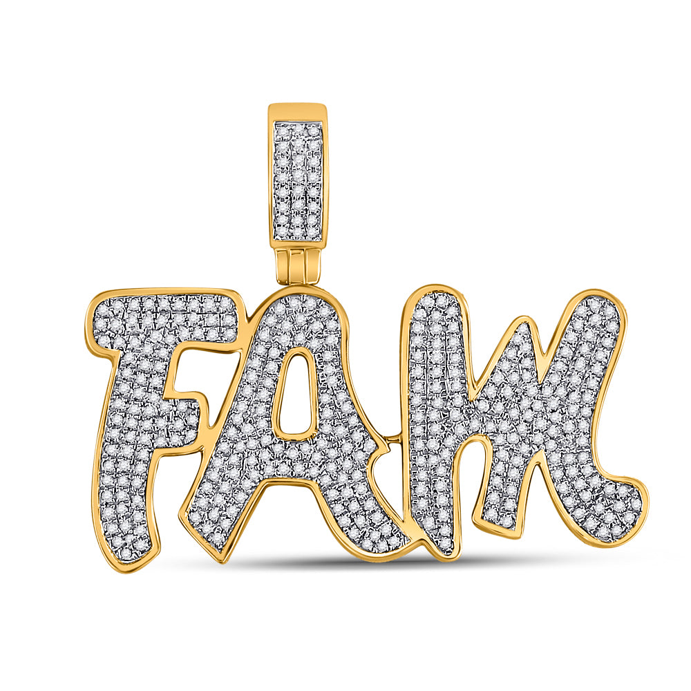 10kt Yellow Gold Mens Round Diamond Fam Charm Pendant 1.00 Cttw