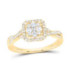 10kt Yellow Gold Womens Round Diamond Halo Cluster Promise Bridal Ring 1/2 Cttw