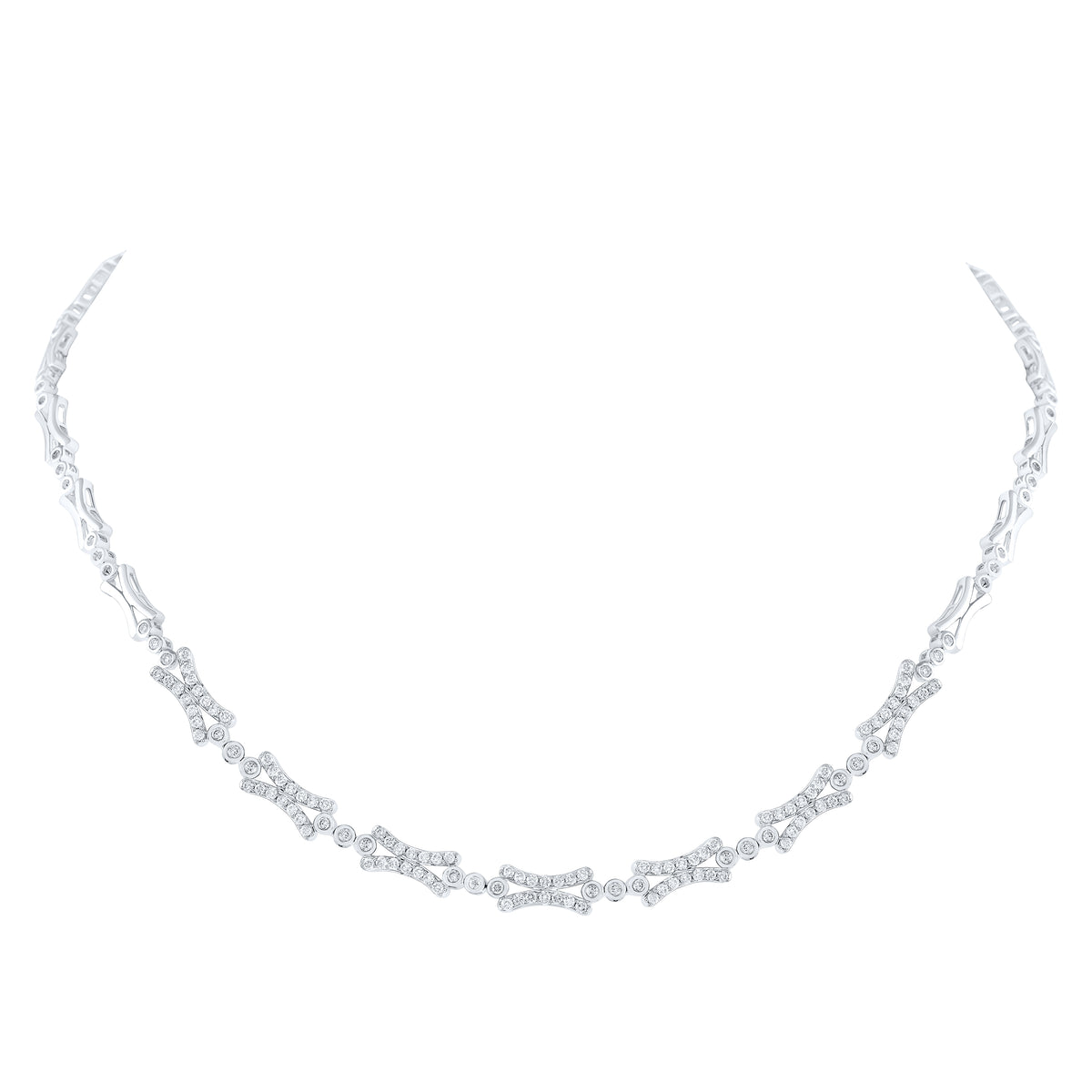 14kt White Gold Womens Round Diamond Cocktail Necklace 1-1/2 Cttw