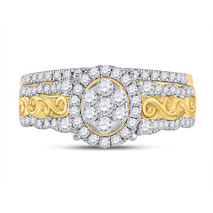 14kt Yellow Gold Womens Round Diamond Bridal Wedding Engagement Ring Band Set 3/4 Cttw