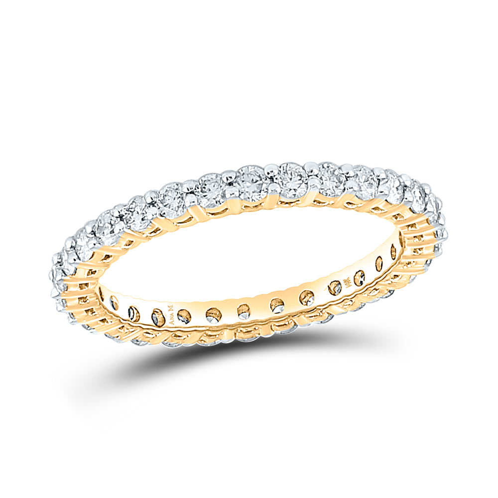 14kt Yellow Gold Womens Round Diamond Classic Eternity Ring 1.00 Cttw Size-8