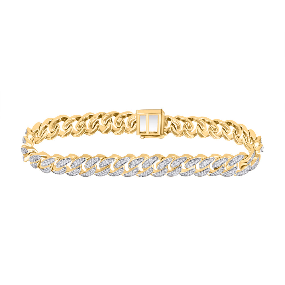 2CTW-DIA P1 SMALL CUBAN LINK MENS BRACELET (8.50 INCH)