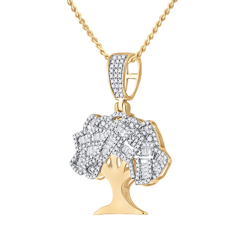 7/8CT-DIA P1P2 MICRO-PAVE MONEY TREE MENS CHARM