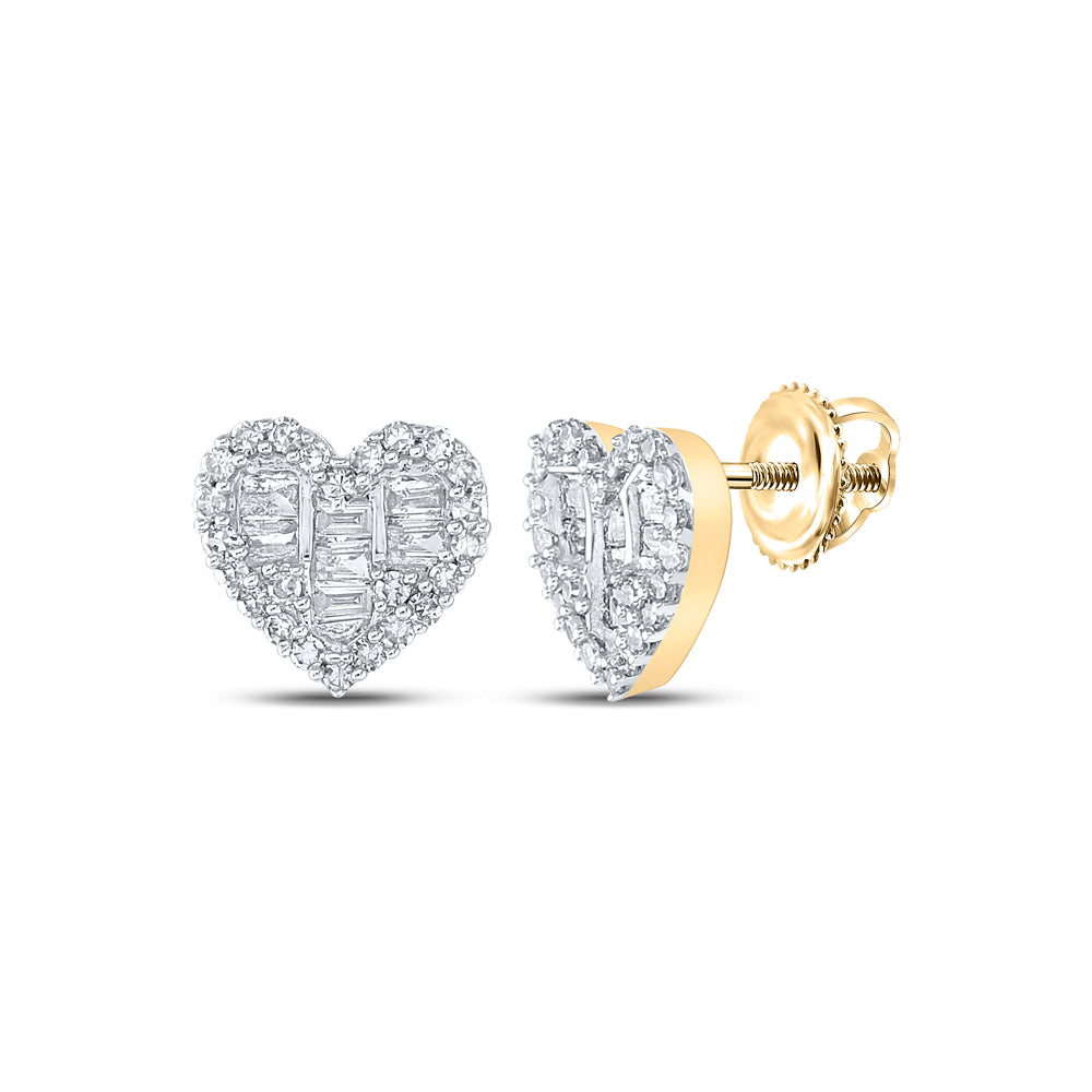 3/8CTW-DIA NK HEART UNISEX EARRING