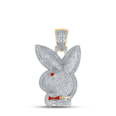 10kt Yellow Gold Mens Round Diamond Bunny Charm Pendant 1-1/3 Cttw