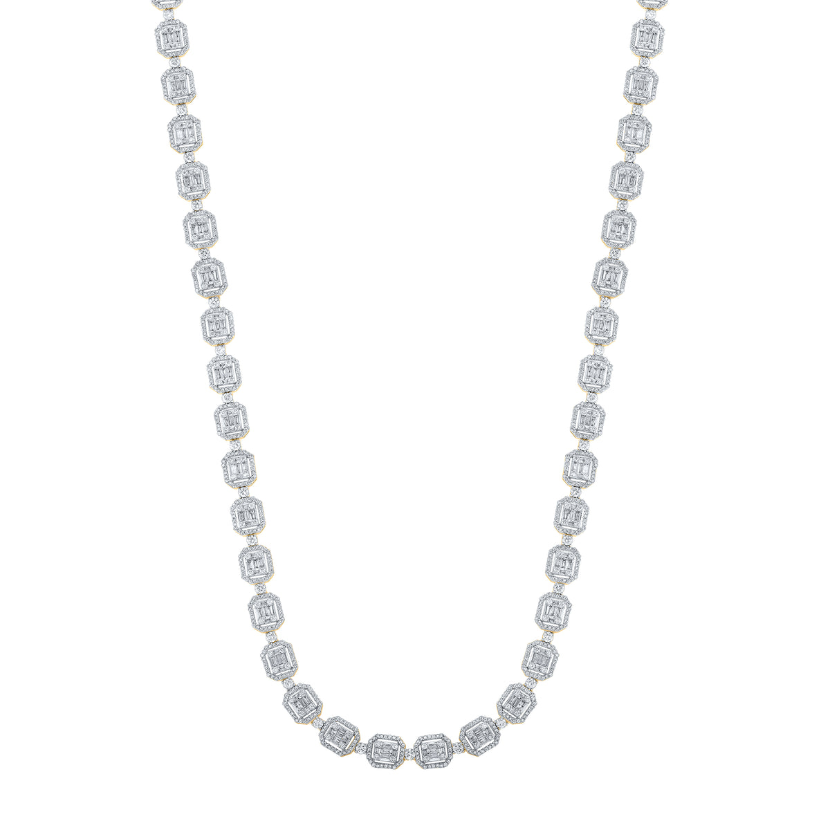 15CTW-DIA NK (9.40MM) SQUARE BAGUETTE MENS CHAIN-24 INCH