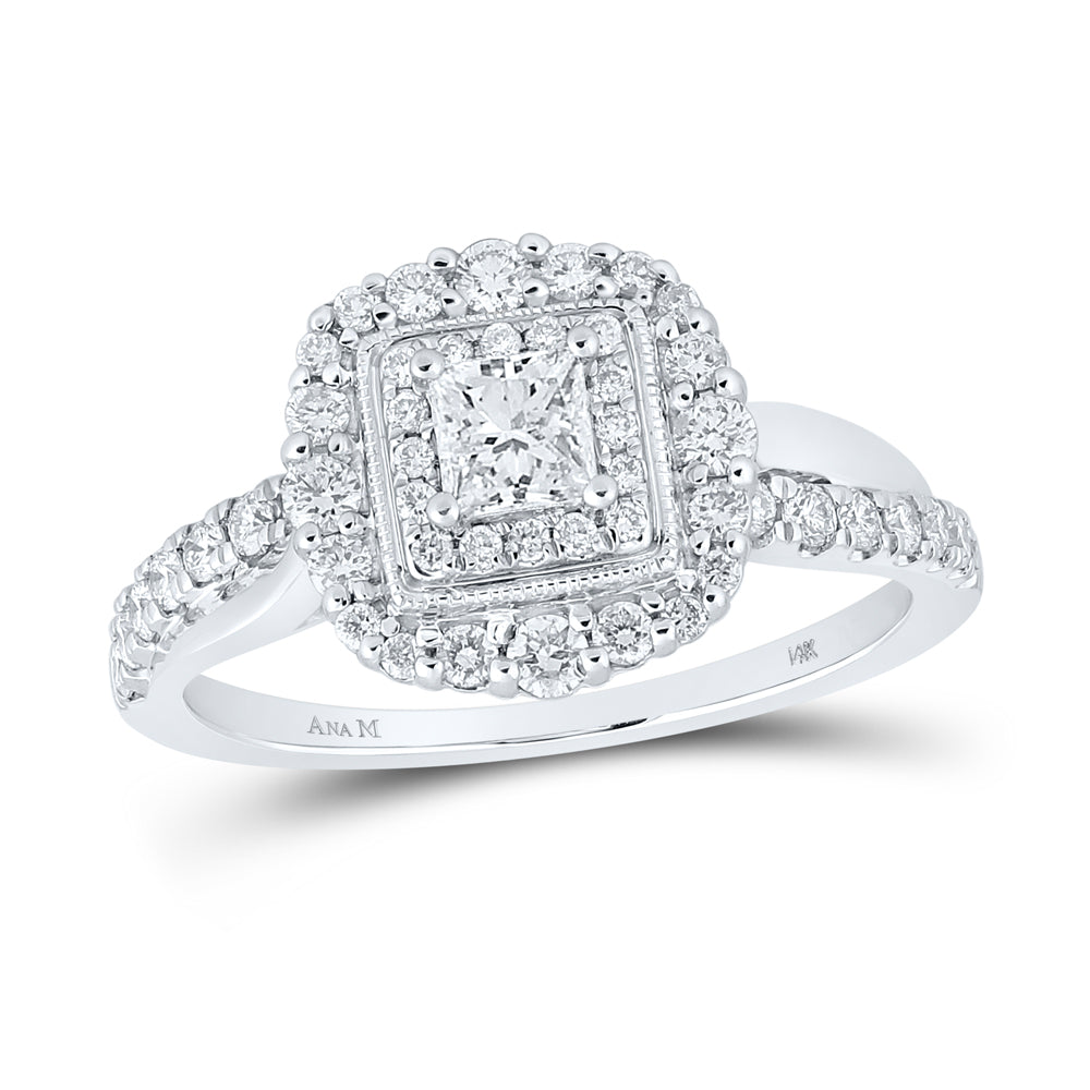 3/4CTW-DIA ANA M 1/4CT-CPR ENGAGEMENT DOUBLE HALO RING