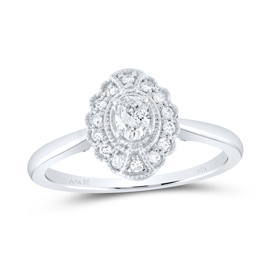 1/3CTW-DIA ANA M 1/6CT-COVAL ENGAGEMENT SINGLE HALO RING