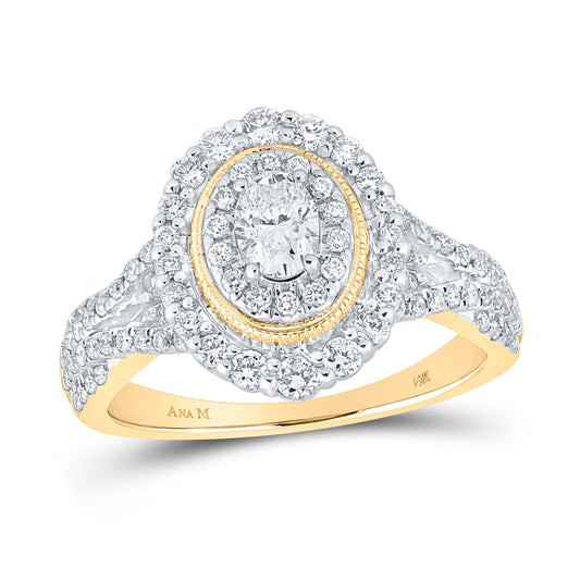 1CTW-DIA ANA M 1/3CT-COVAL ENGAGEMENT DOUBLE HALO RING