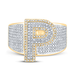 1CTW-DIA P1P2 INITIAL "P" MENS RING