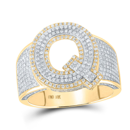 1CTW-DIA P1P2 INITIAL "Q" MENS RING