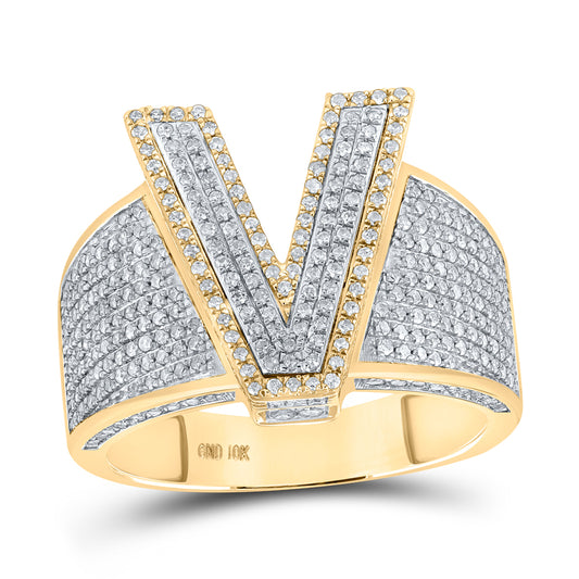 1 CTW-DIA P1P2 INITIAL "V" MENS RING