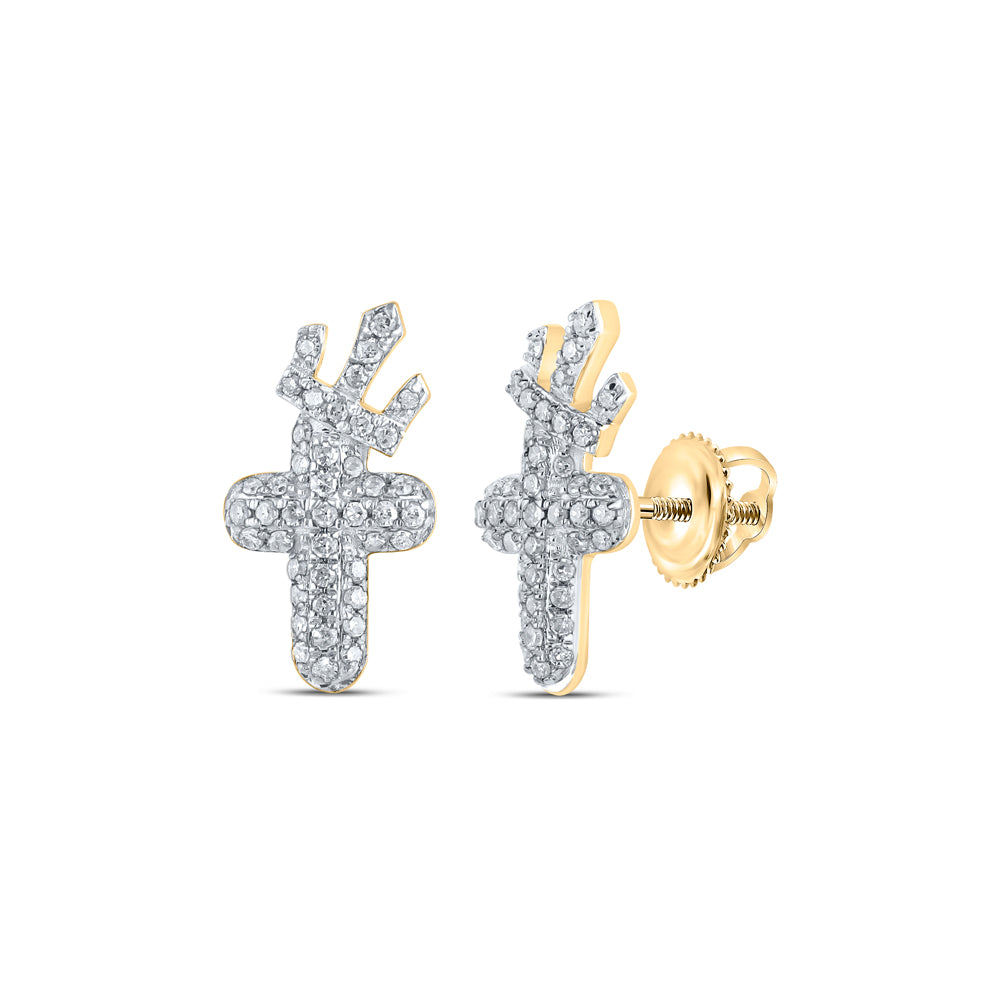 1/4CTW-DIA P1P2 CROWN CROSS EARRING