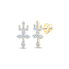 1/6CTW-DIA P1P2 CROWN CROSS EARRING