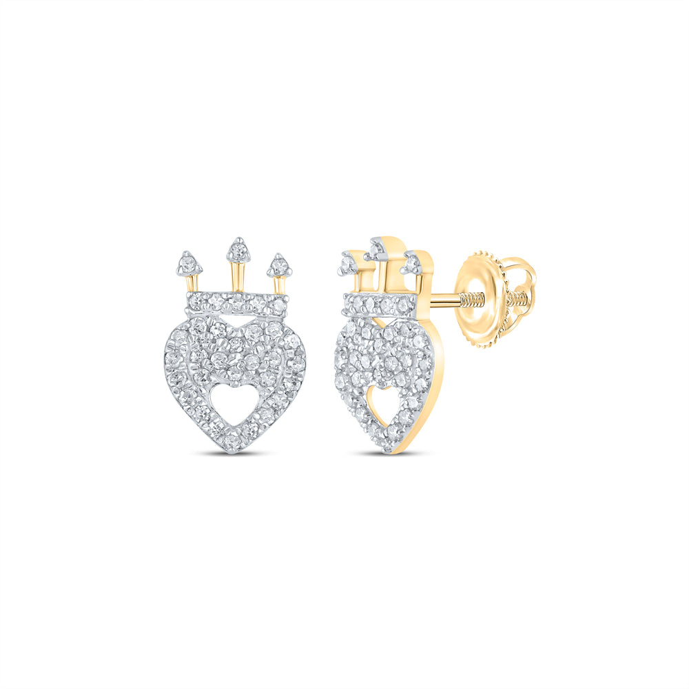 1/6CTW-DIA P1P2 CROWN HEART EARRING