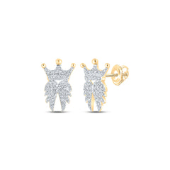 1/4CTW-DIA P1P2 CROWN WINGS EARRING