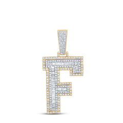 1 1/2CTW-DIA CN MENS INITIAL "F" PENDANT