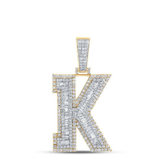 1 7/8CTW-DIA CN MENS INITIAL "K" PENDANT