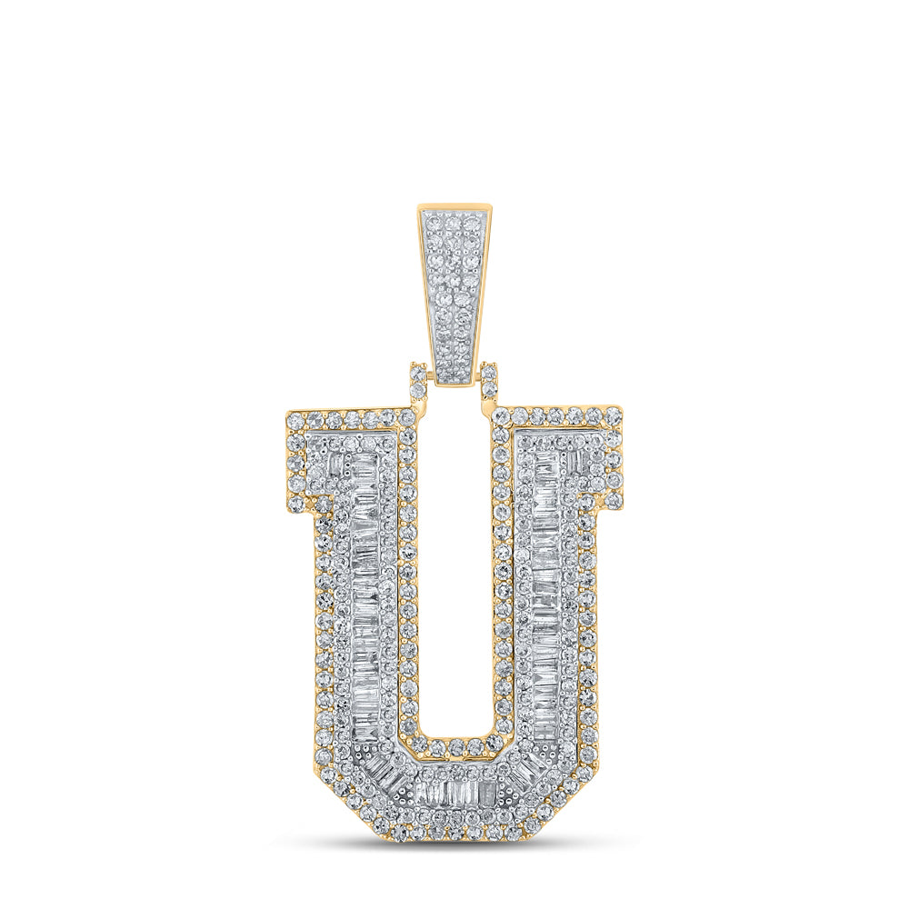 1 7/8CTW-DIA CN MENS INITIAL "U" PENDANT