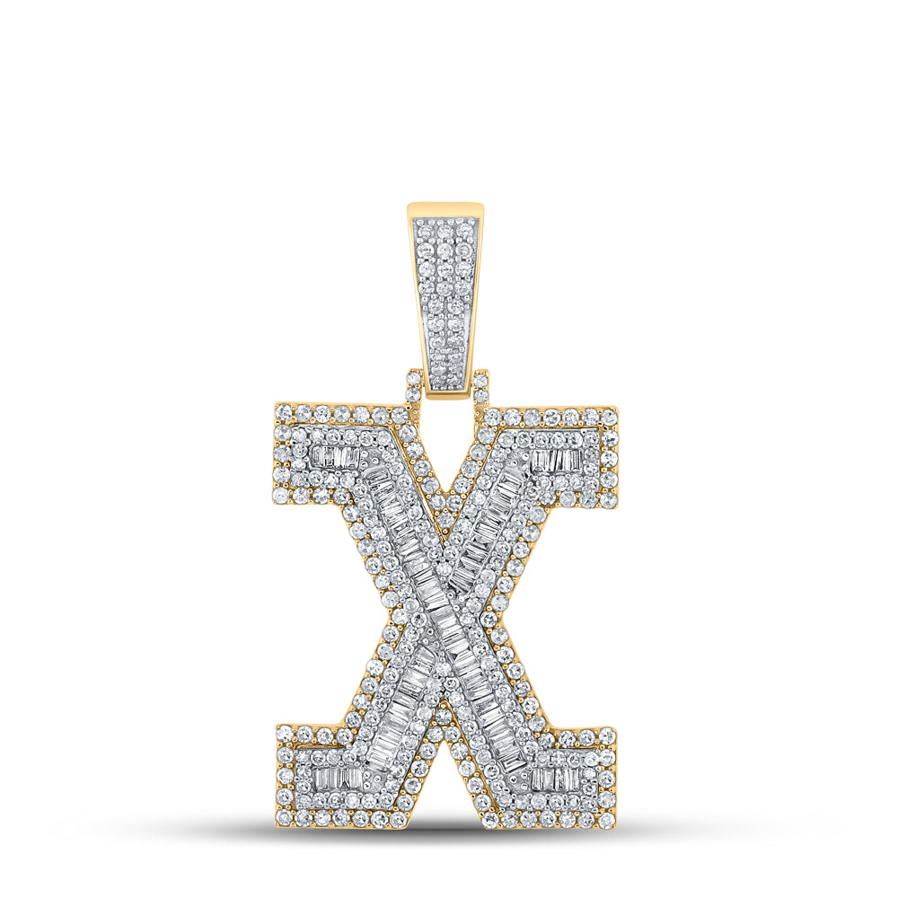 2CTW-DIA CN MENS INITIAL "X" PENDANT