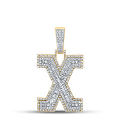 2CTW-DIA CN MENS INITIAL "X" PENDANT